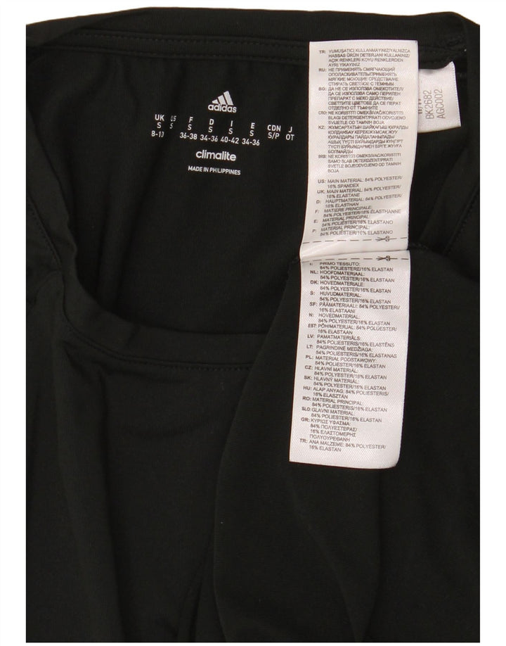 Adidas Womens Climalite T-Shirt Top UK 8/10 Pequeno Poliéster Preto