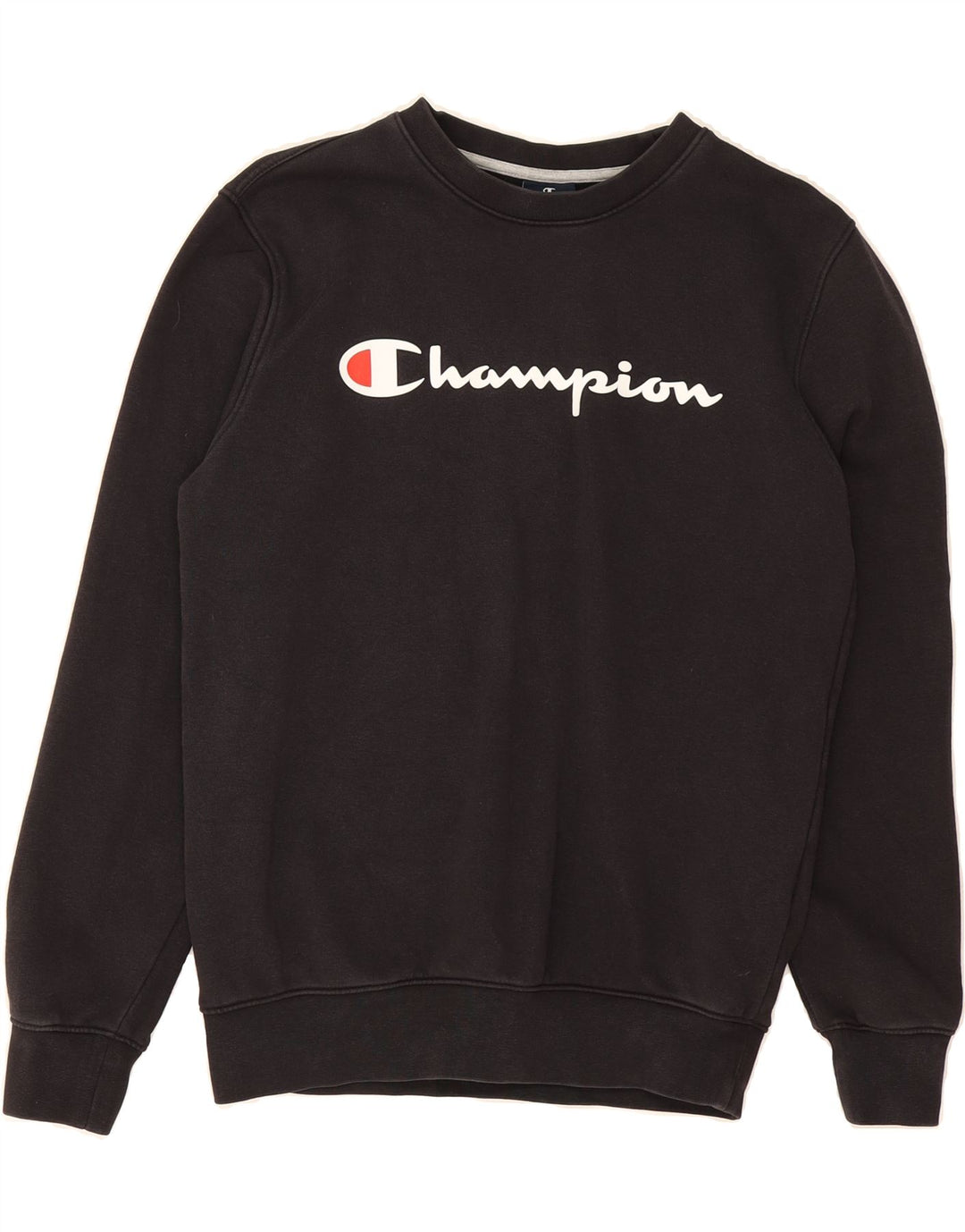 CHAMPION Mens Graphic Sweatshirt Jumper Small Black Cotton Vintage Champion and Second-Hand Champion from Messina Hembry 