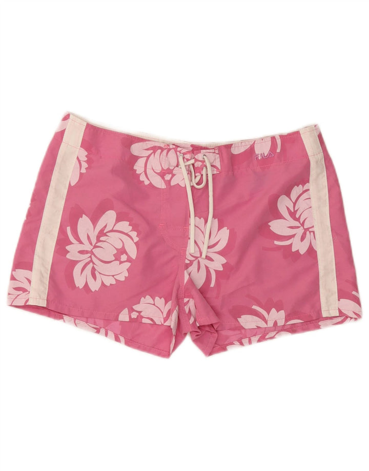 Shorts de natação feminino Fila UK 12 médio rosa floral poliamida