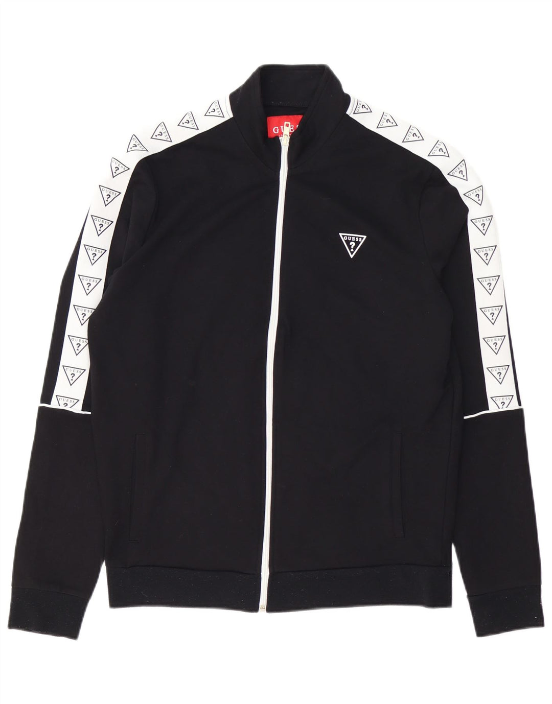 Jaqueta masculina de agasalho gráfico GUESS, pequena, preta, colorida, rayon