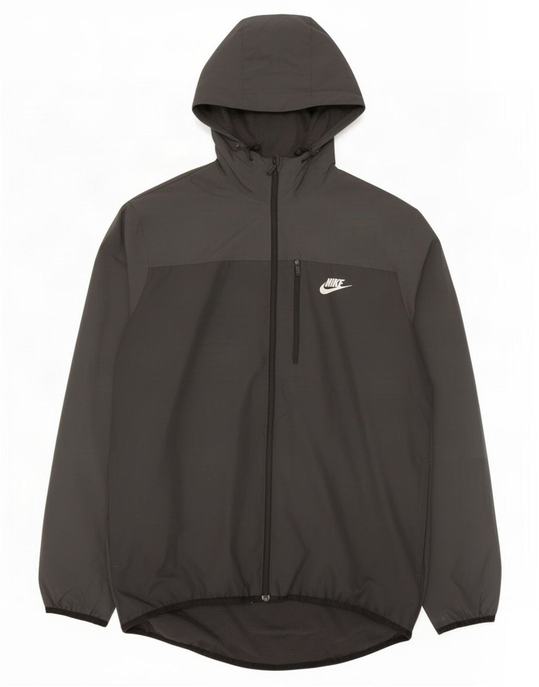Jaqueta de chuva masculina Nike com capuz UK 38 poliéster preto médio