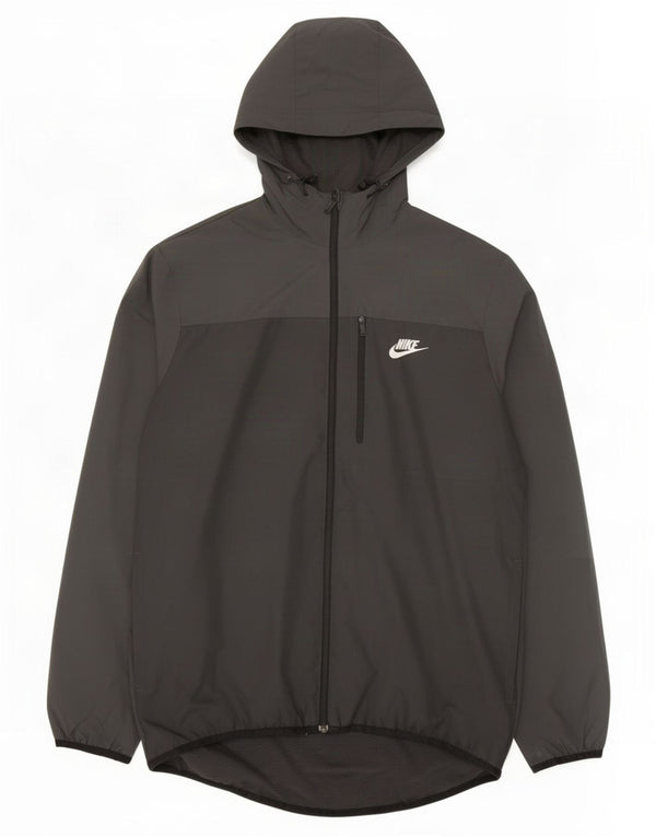 Jaqueta de chuva masculina Nike com capuz UK 38 poliéster preto médio