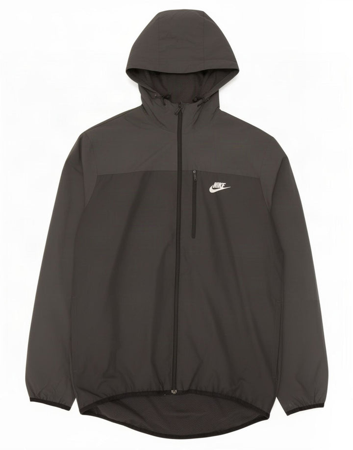 Jaqueta de chuva masculina Nike com capuz UK 38 poliéster preto médio
