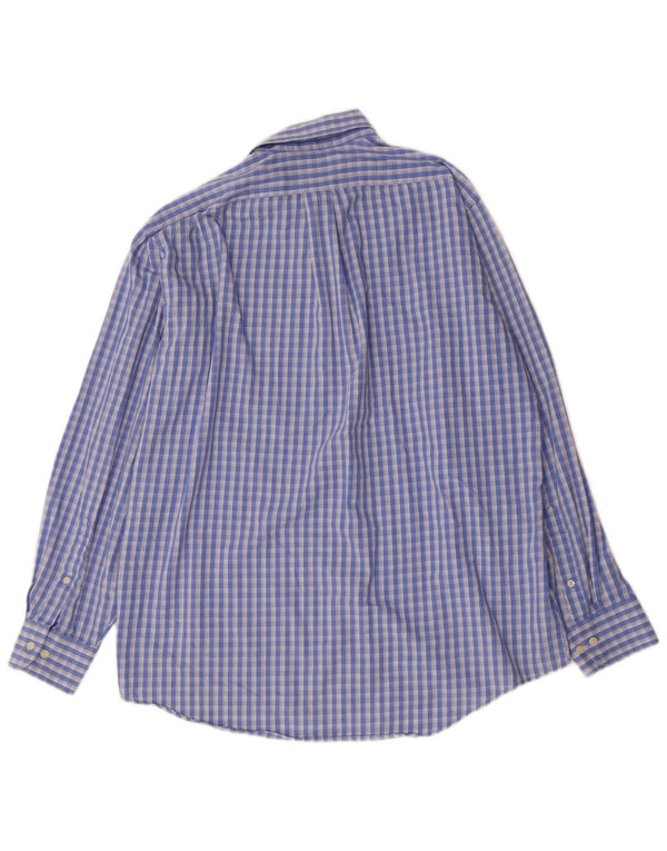 Camisa masculina Chaps Classic Fit tamanho 16 1/2 grande algodão xadrez azul