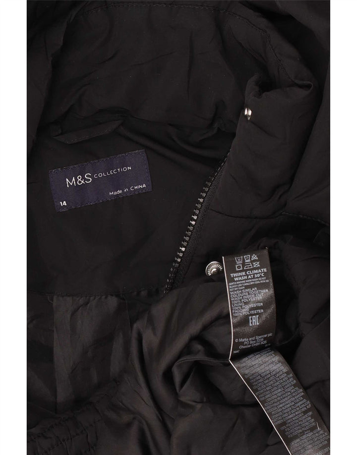 Jaqueta feminina acolchoada com capuz grande Marks & Spencer Reino Unido 14 grande preta