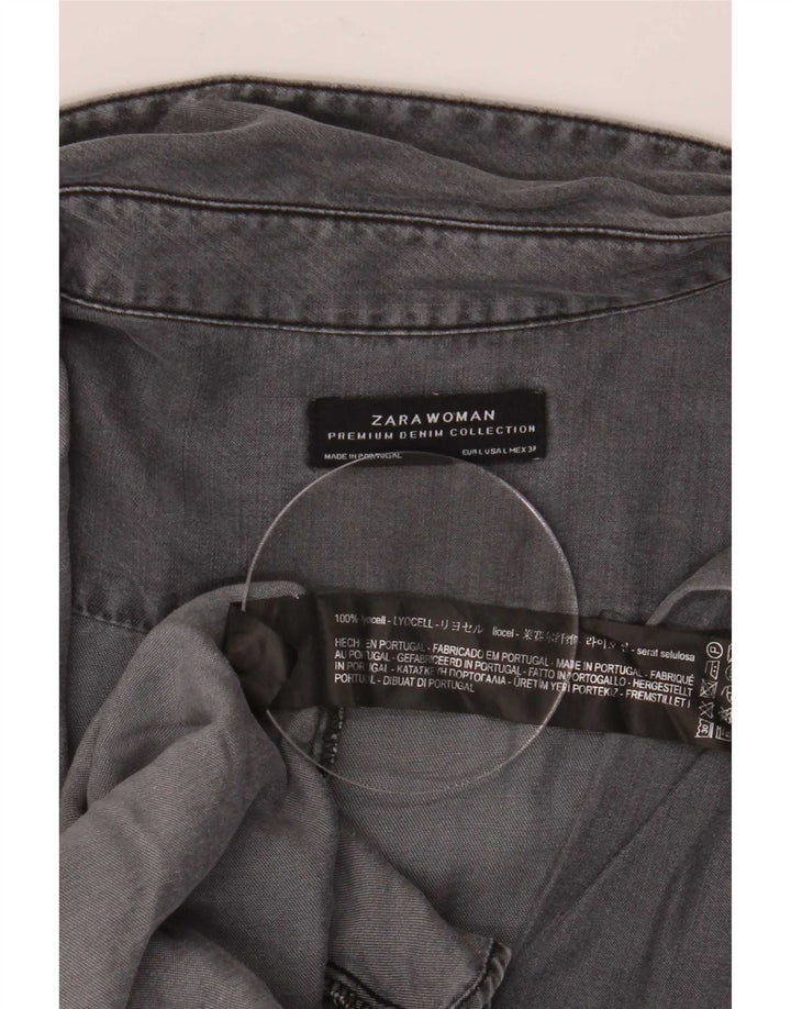 Pulôver feminino Zara manga 1/2 oversized Reino Unido 16 grande cinza Lyocell