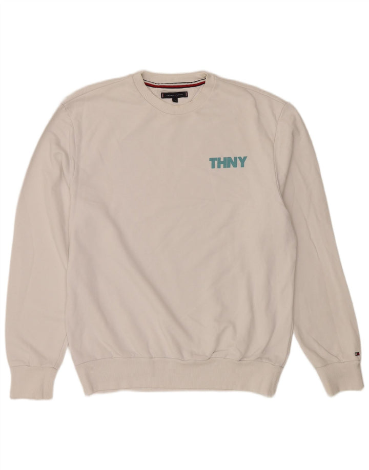 TOMMY HILFIGER moletom gráfico masculino Jumper XL algodão branco