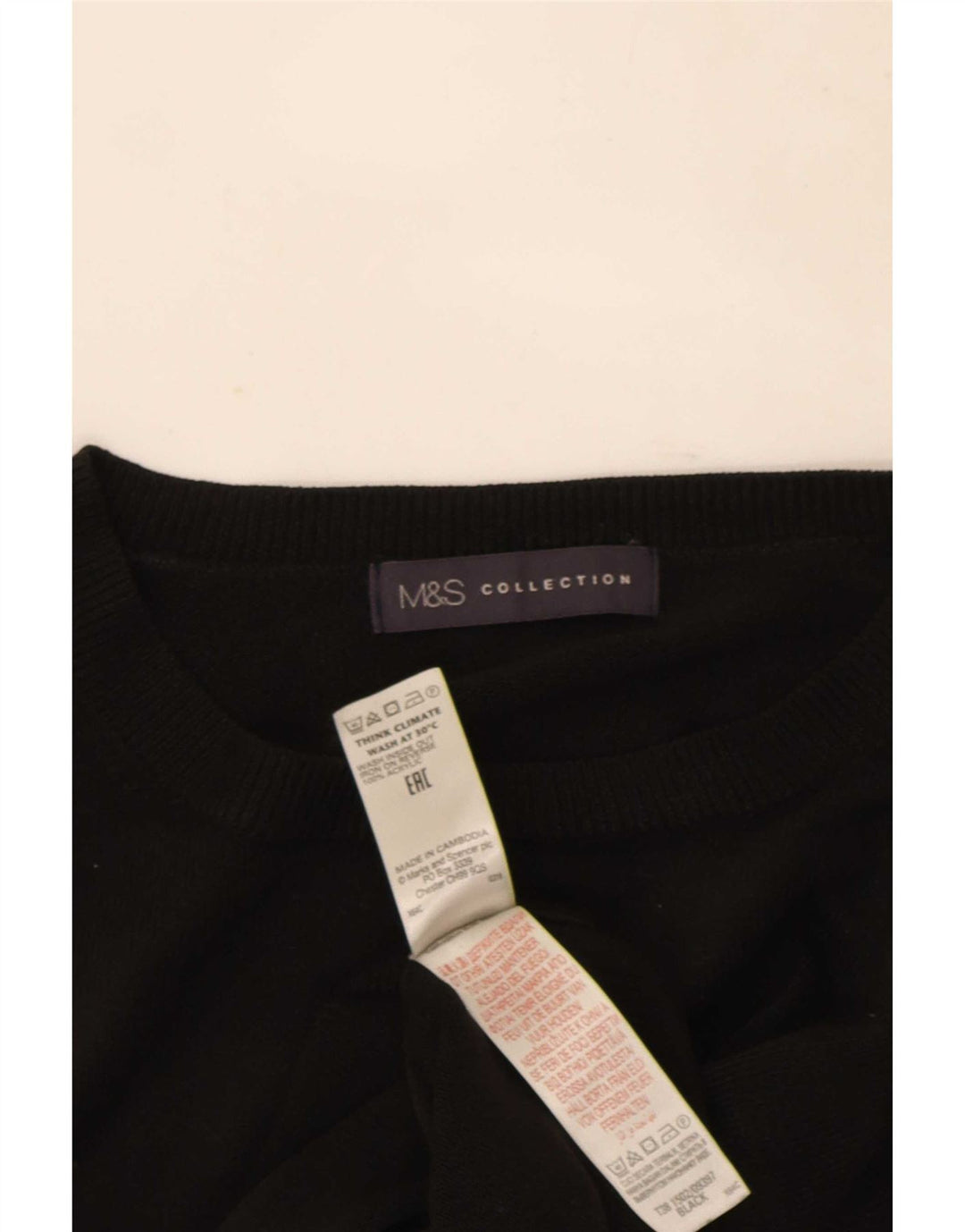 Suéter feminino Marks & Spencer com gola redonda Reino Unido 14 acrílico preto médio