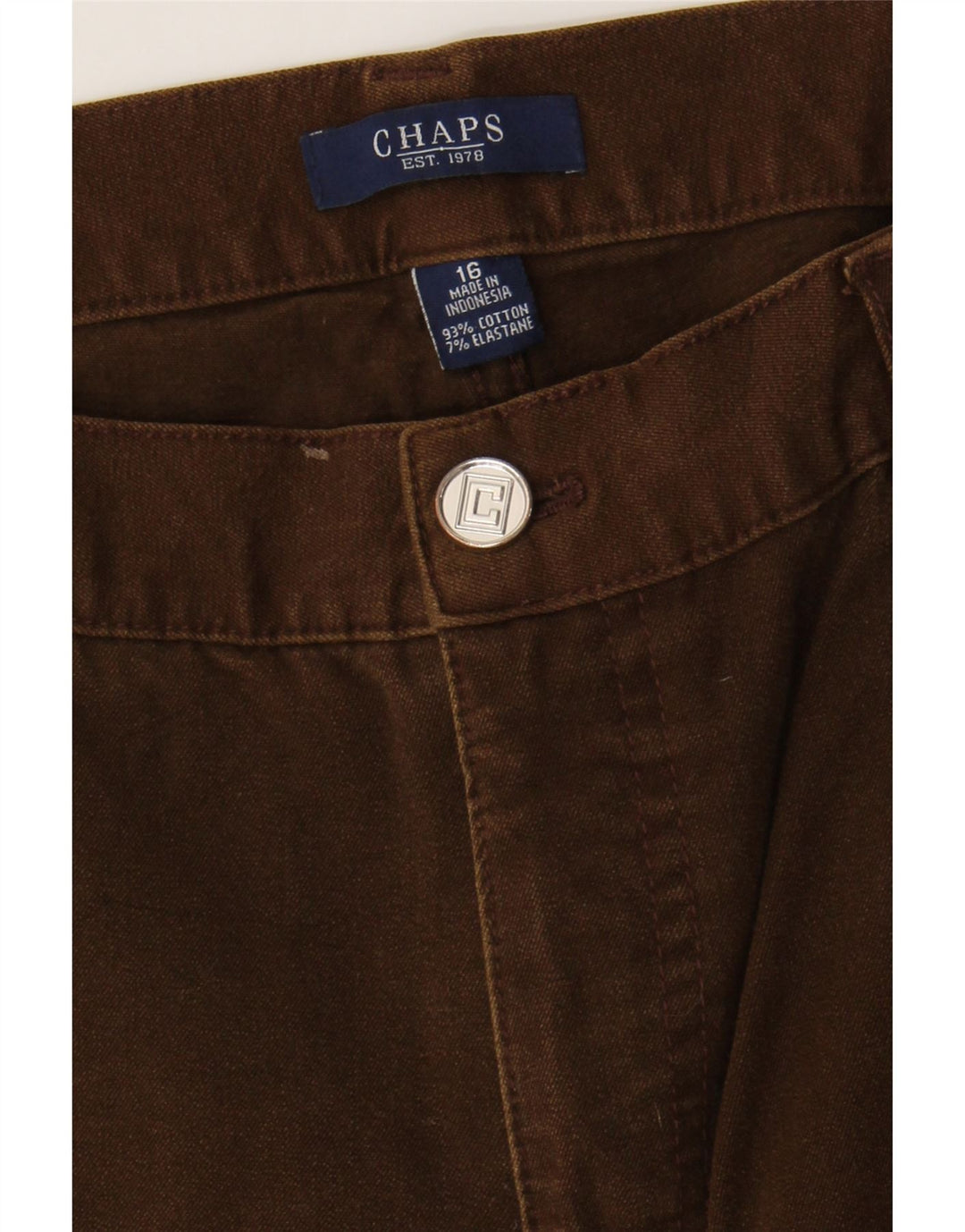 CHAPS Womens Straight Casual Trousers US 16 2XL W38 L29 Brown Cotton Vintage Chaps and Second-Hand Chaps from Messina Hembry 