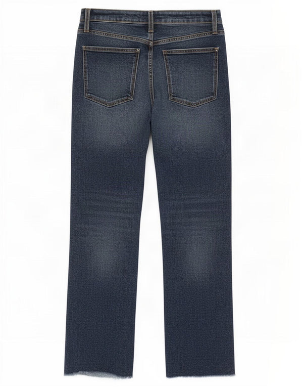 Zara Jeans feminino cintura alta reta UE 38 pequeno W28 L26 algodão azul
