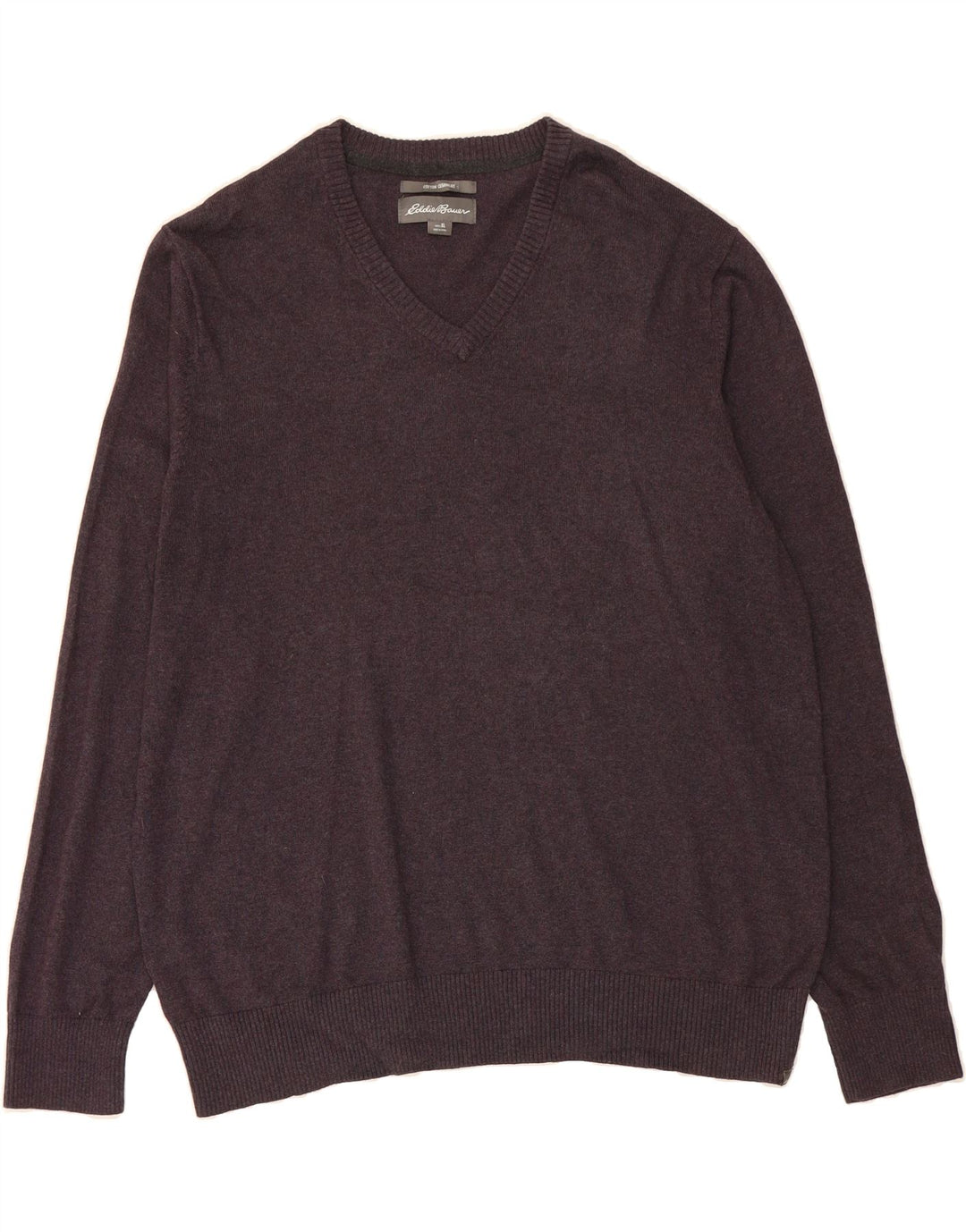 EDDIE BAUER Mens V-Neck Jumper Sweater XL Maroon Cotton Vintage Eddie Bauer and Second-Hand Eddie Bauer from Messina Hembry 
