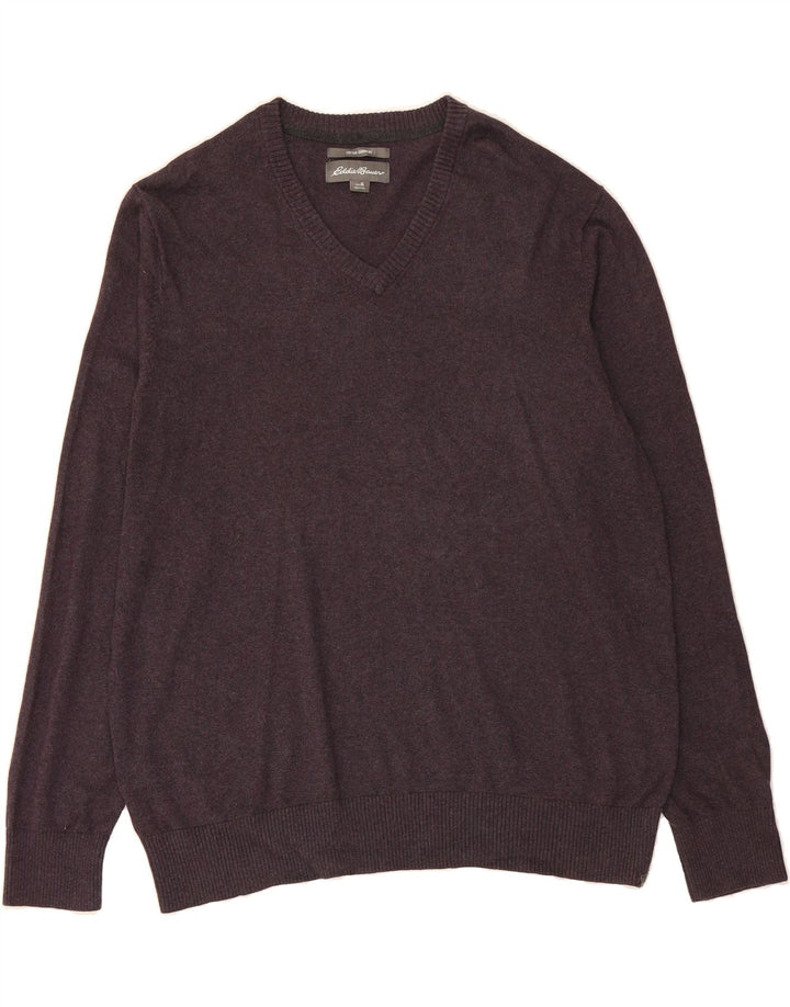 EDDIE BAUER Mens V-Neck Jumper Sweater XL Maroon Cotton Vintage Eddie Bauer and Second-Hand Eddie Bauer from Messina Hembry 