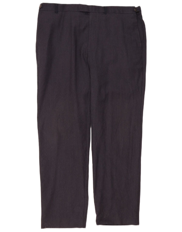 Calça masculina de ajuste regular Marks & Spencer W42 L33 lã azul marinho