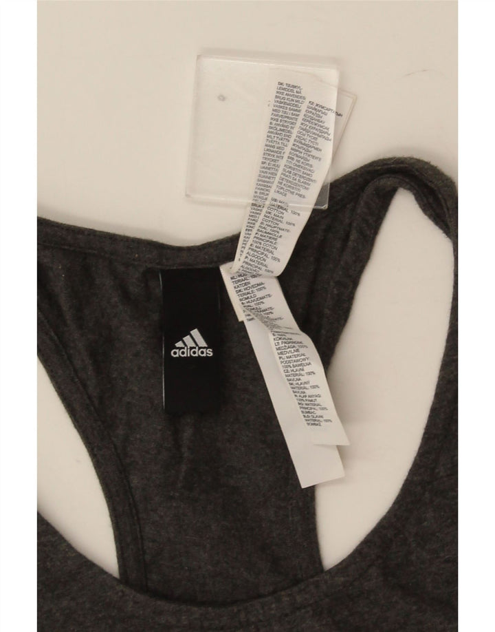 Adidas Womens Graphic Vest Top UK 12/14 Médio Cinza Algodão
