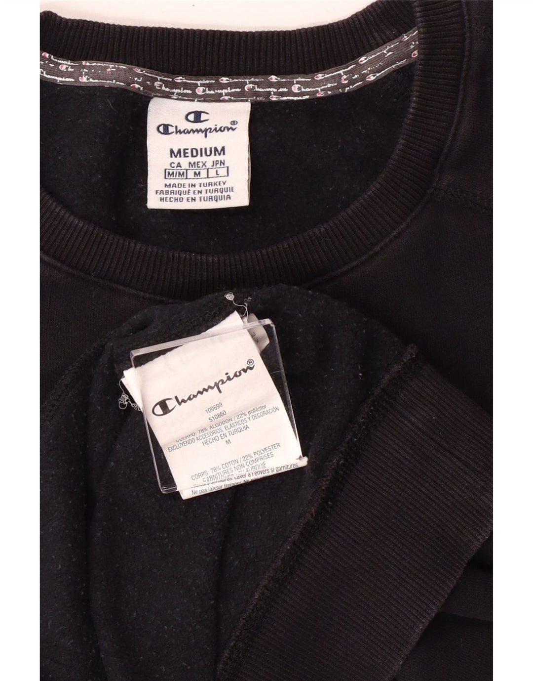 CHAMPION Suéter gráfico feminino com capuz UK 14 médio algodão preto