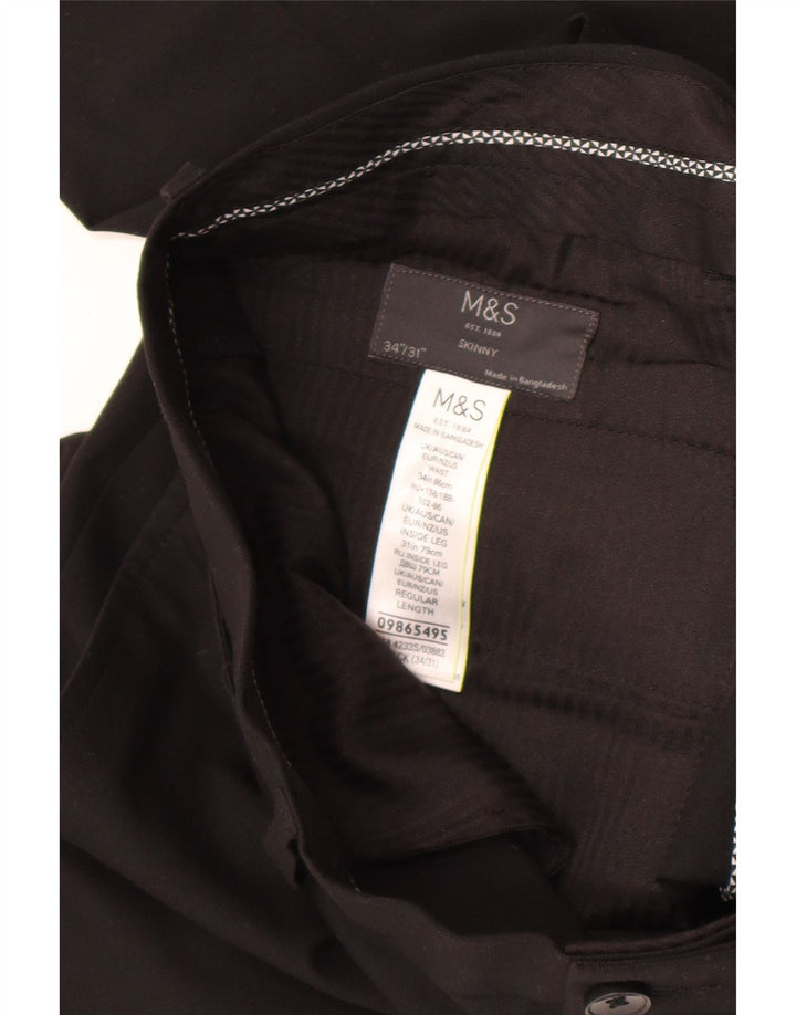 Calça skinny masculina Marks & Spencer W34 L31 poliéster preto