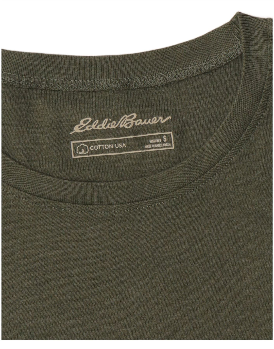 Camiseta feminina EDDIE BAUER Reino Unido 10 algodão cáqui pequeno