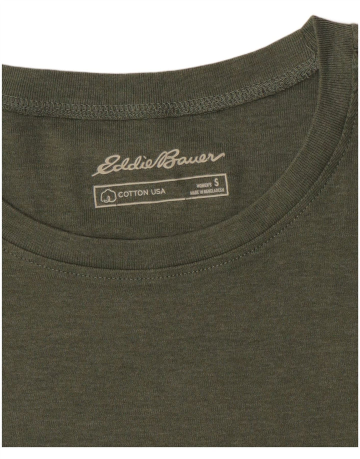 Camiseta feminina EDDIE BAUER Reino Unido 10 algodão cáqui pequeno