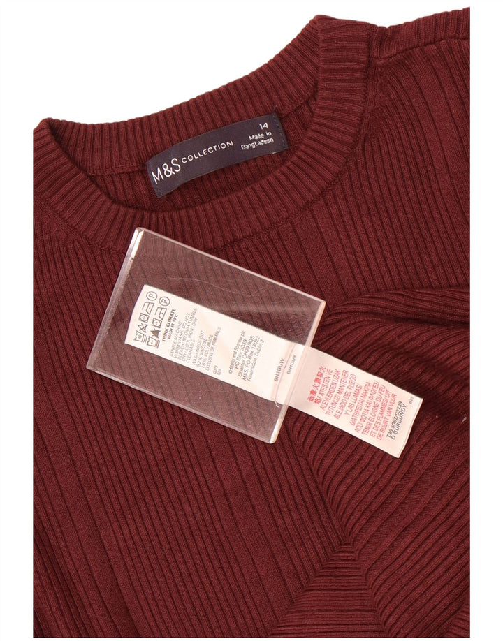 Suéter feminino Marks & Spencer com gola redonda Reino Unido 14 viscose marrom médio