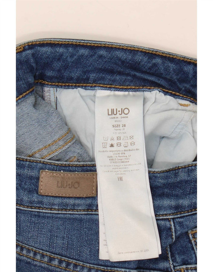 Liu Jo Calça jeans feminina cropped desgastada W28 L25 algodão azul