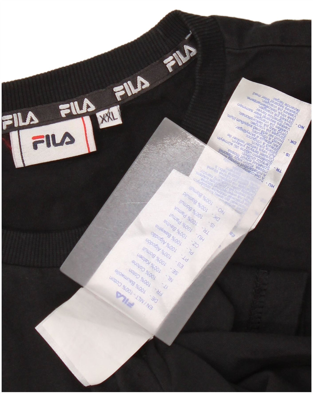 Camiseta gráfica masculina Fila Top 2XL algodão preto