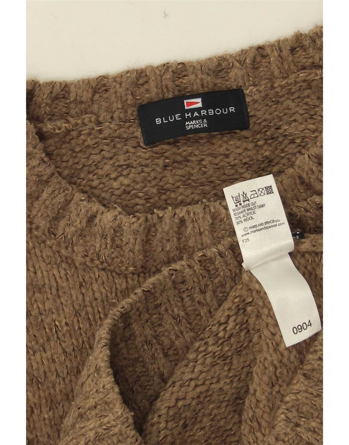 Suéter masculino Marks & Spencer Blue Harbor com gola redonda grande marrom