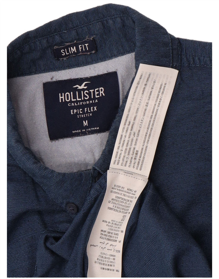 Camisa masculina Slim Fit Hollister de algodão azul marinho médio