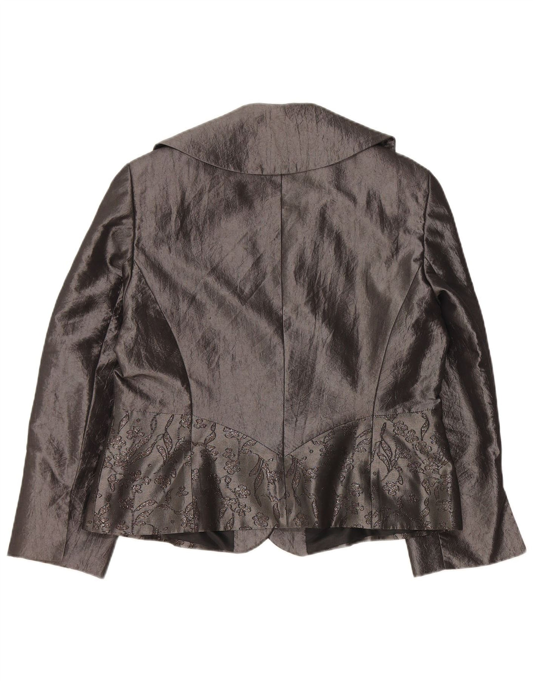 Cardigan feminino JOHN BENTLEY Reino Unido 14 grande poliéster floral cinza