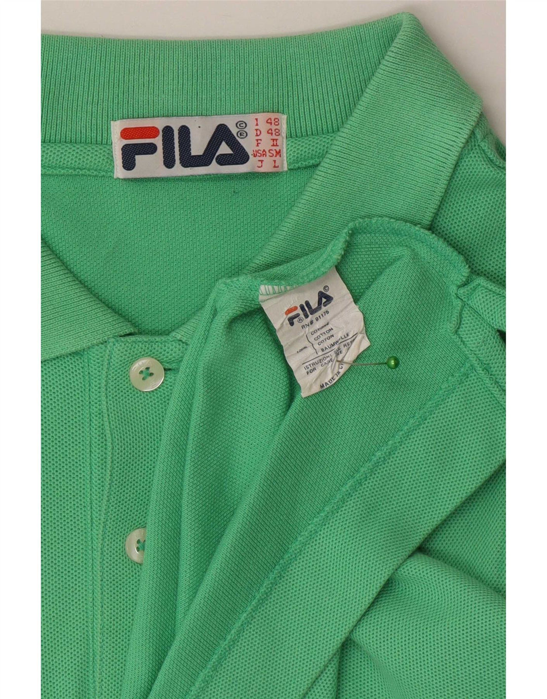 Camisa polo masculina Fila IT 48 algodão verde médio