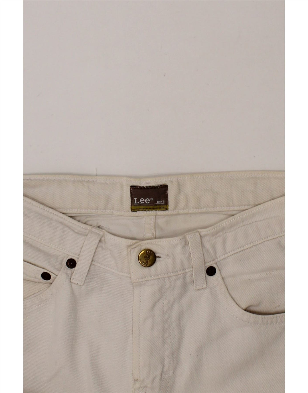 LEE Boys Straight Jeans 12-13 Years W26 L30 Off White Cotton Vintage Lee and Second-Hand Lee from Messina Hembry 
