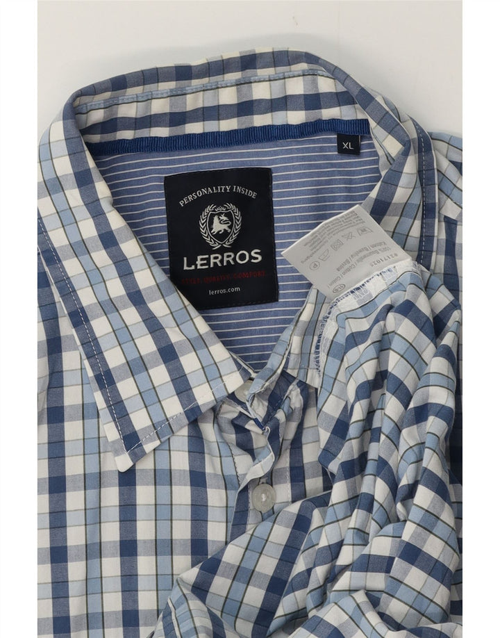 Camisa masculina LERROS XL azul xadrez algodão
