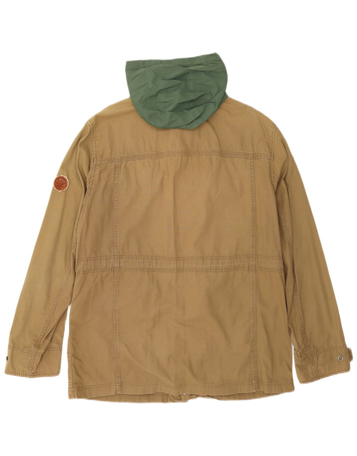 Jaqueta utilitária masculina Timberland com capuz UK 40 grande algodão bege