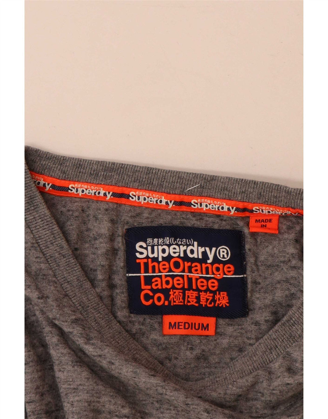 Camiseta masculina Superdry Top cinza médio algodão manchado
