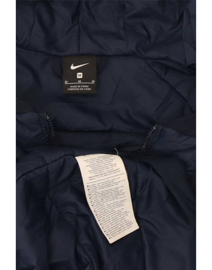 Casaco corta-vento masculino Nike com capuz UK 38 poliéster azul marinho médio