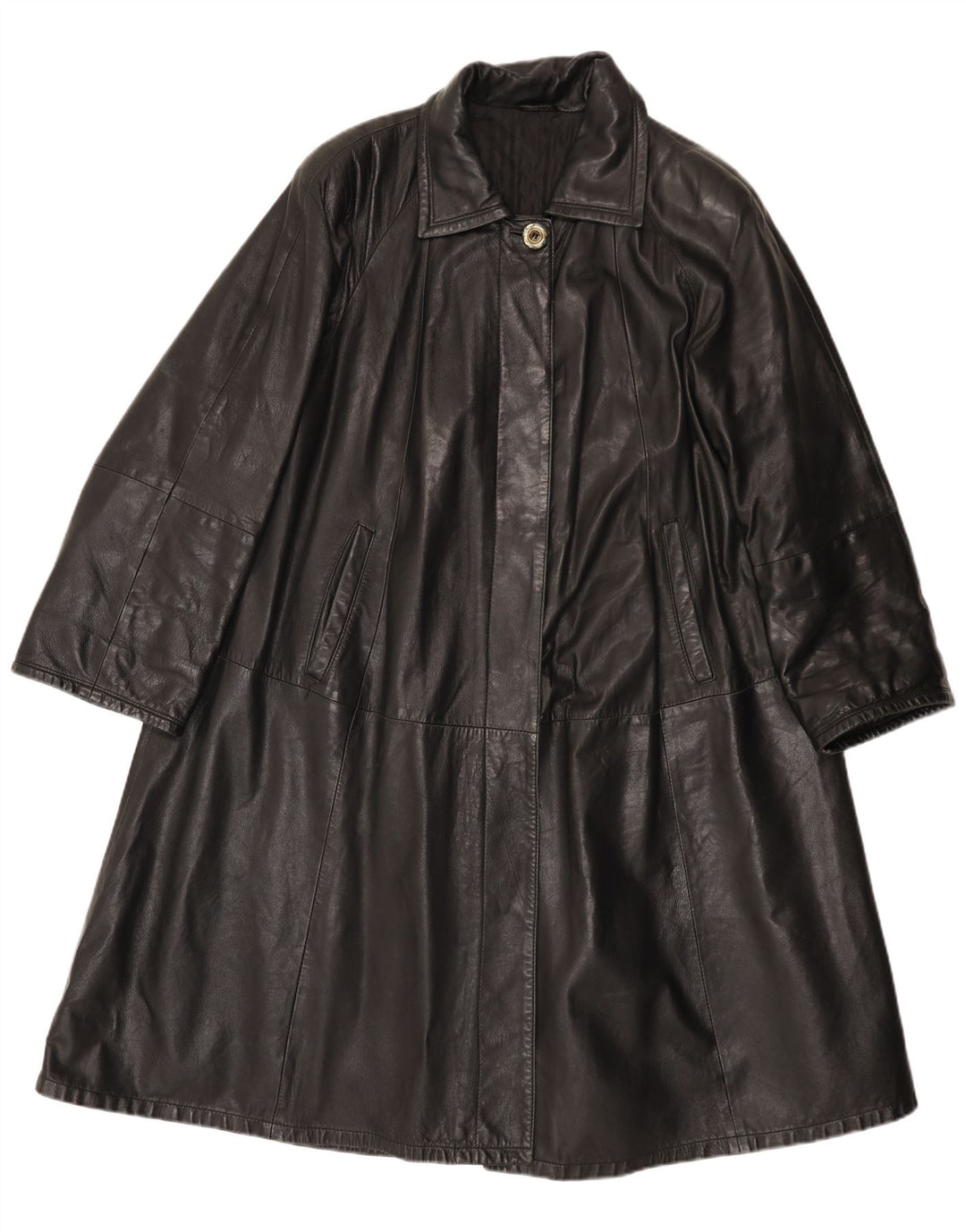 Casaco de couro feminino vintage IT 42 couro preto médio