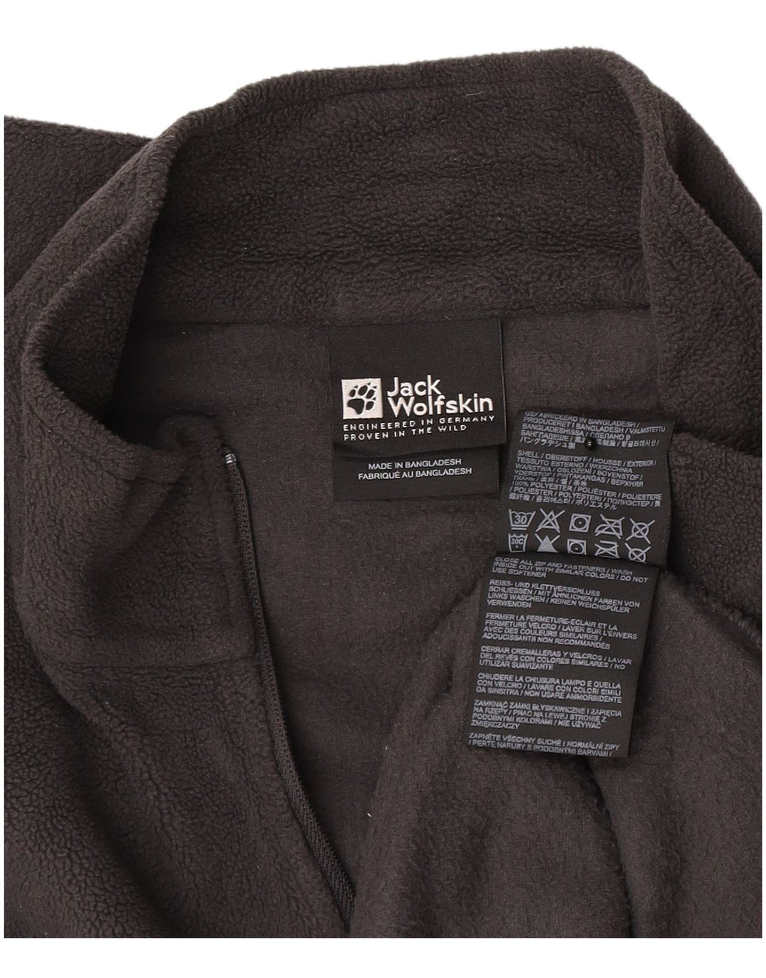 Suéter masculino de lã com zíper e gola Jack Wolfskin Reino Unido 42 grande poliéster cinza