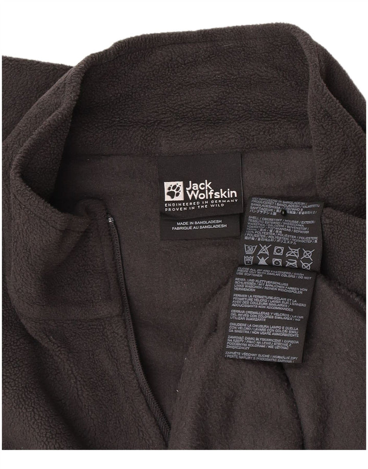 Suéter masculino de lã com zíper e gola Jack Wolfskin Reino Unido 42 grande poliéster cinza