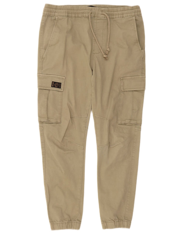 Zara Mens Joggers Cargo Calças Médio W31 L27 Algodão Cáqui