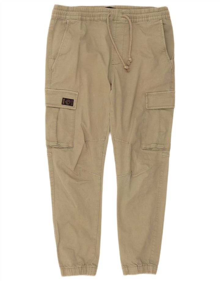 Zara Mens Joggers Cargo Calças Médio W31 L27 Algodão Cáqui