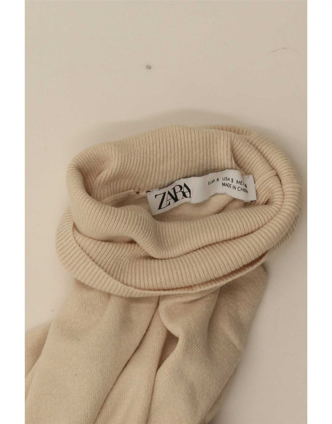 Zara Suéter feminino com gola redonda e gola redonda, Reino Unido 10 pequeno bege