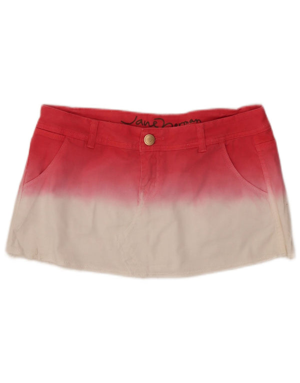 Minissaia jeans feminina Jane Norman Reino Unido 12 médio W32 algodão colorblock vermelho