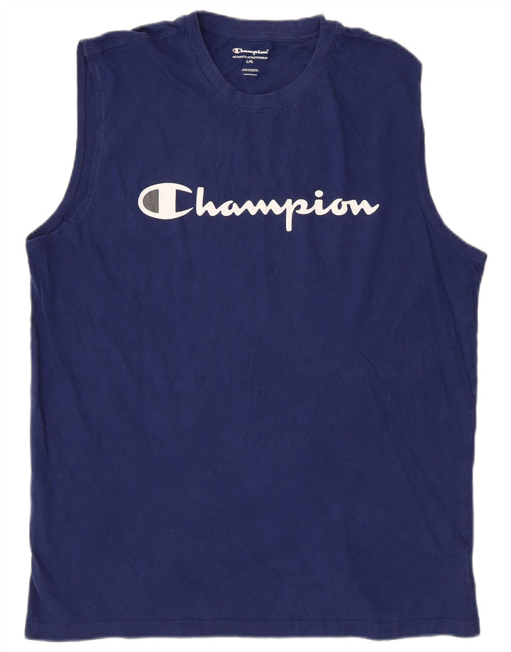 Camiseta masculina estampada Champion grande algodão azul marinho