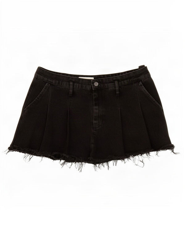 Zara Mini saia jeans feminina XL W32 algodão preto