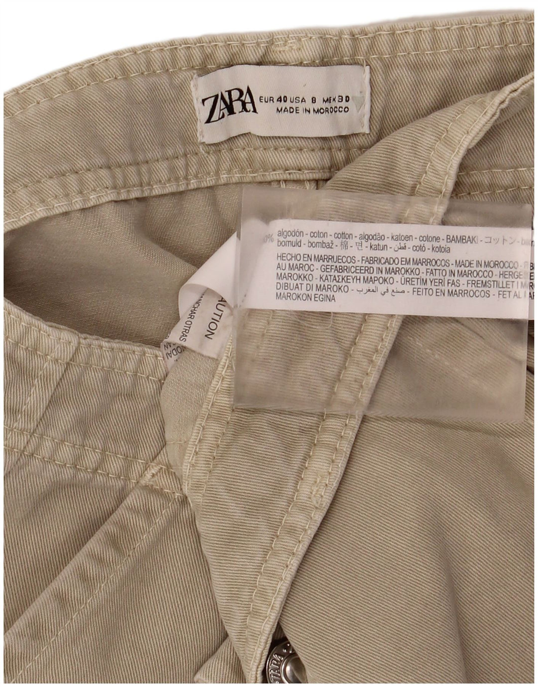 Calça cargo reta feminina Zara EU 40 médio W30 L32 algodão cinza