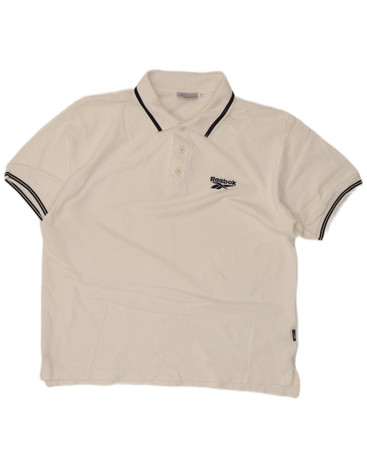 Camisa polo masculina Reebok grande algodão branco