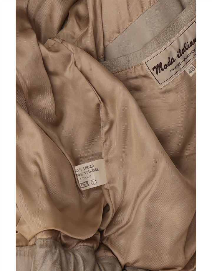Jaqueta de couro masculina Moda Italiana IT 48 couro bege médio