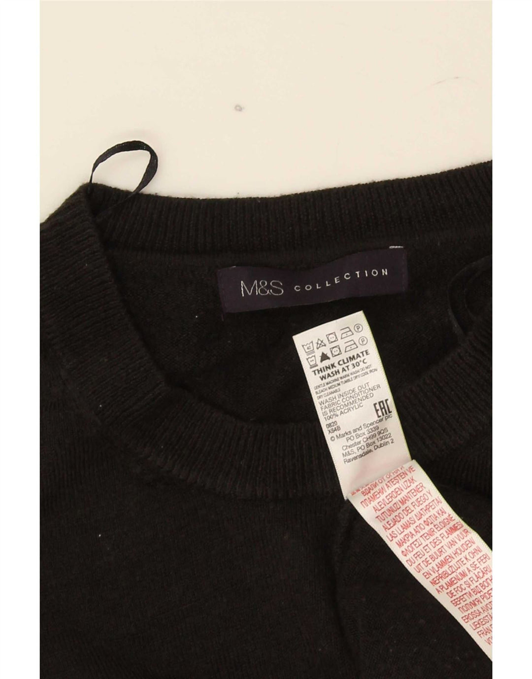 Suéter feminino Marks & Spencer com gola redonda Reino Unido 16 grande preto