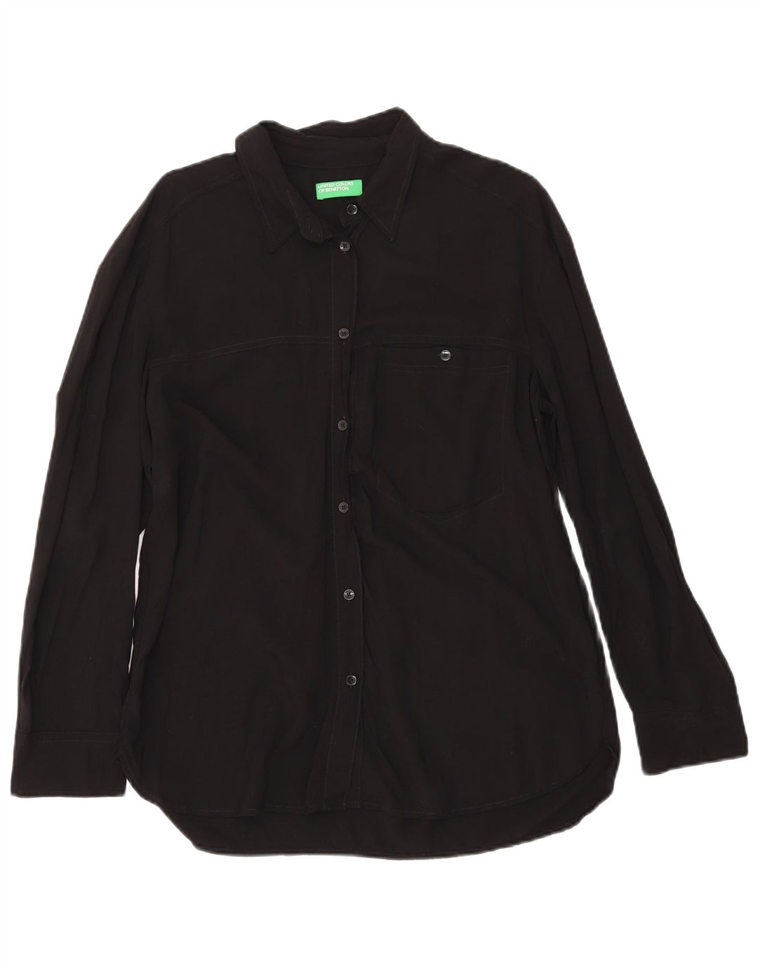 Camisa feminina Benetton UK 16 grande viscose preta