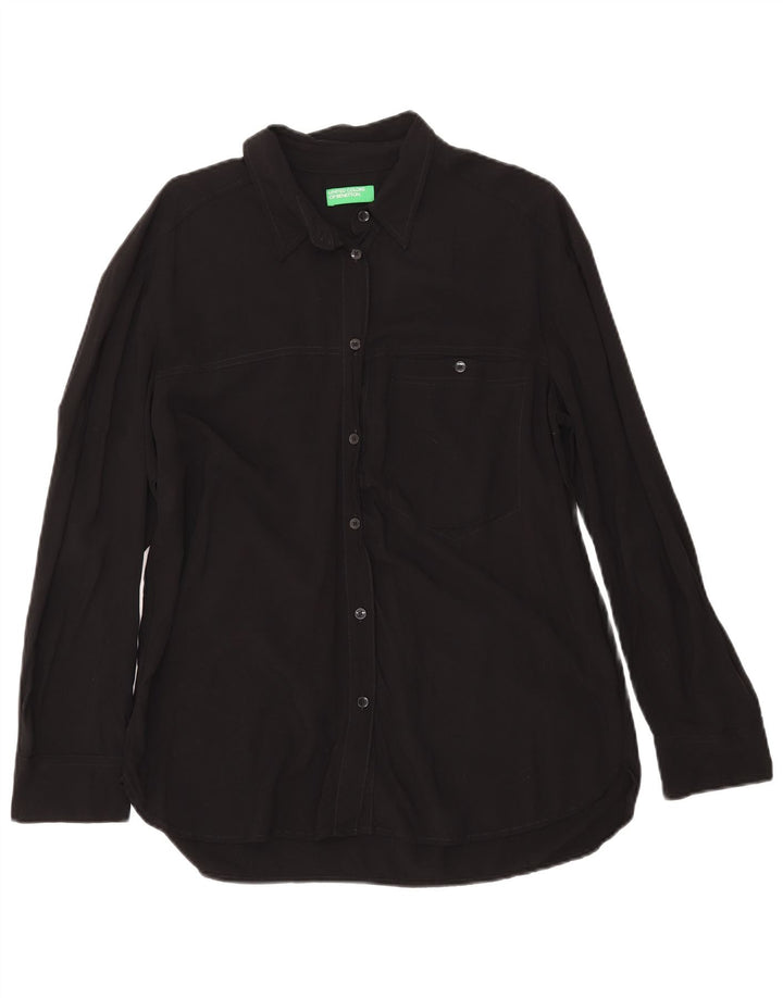 Camisa feminina Benetton UK 16 grande viscose preta