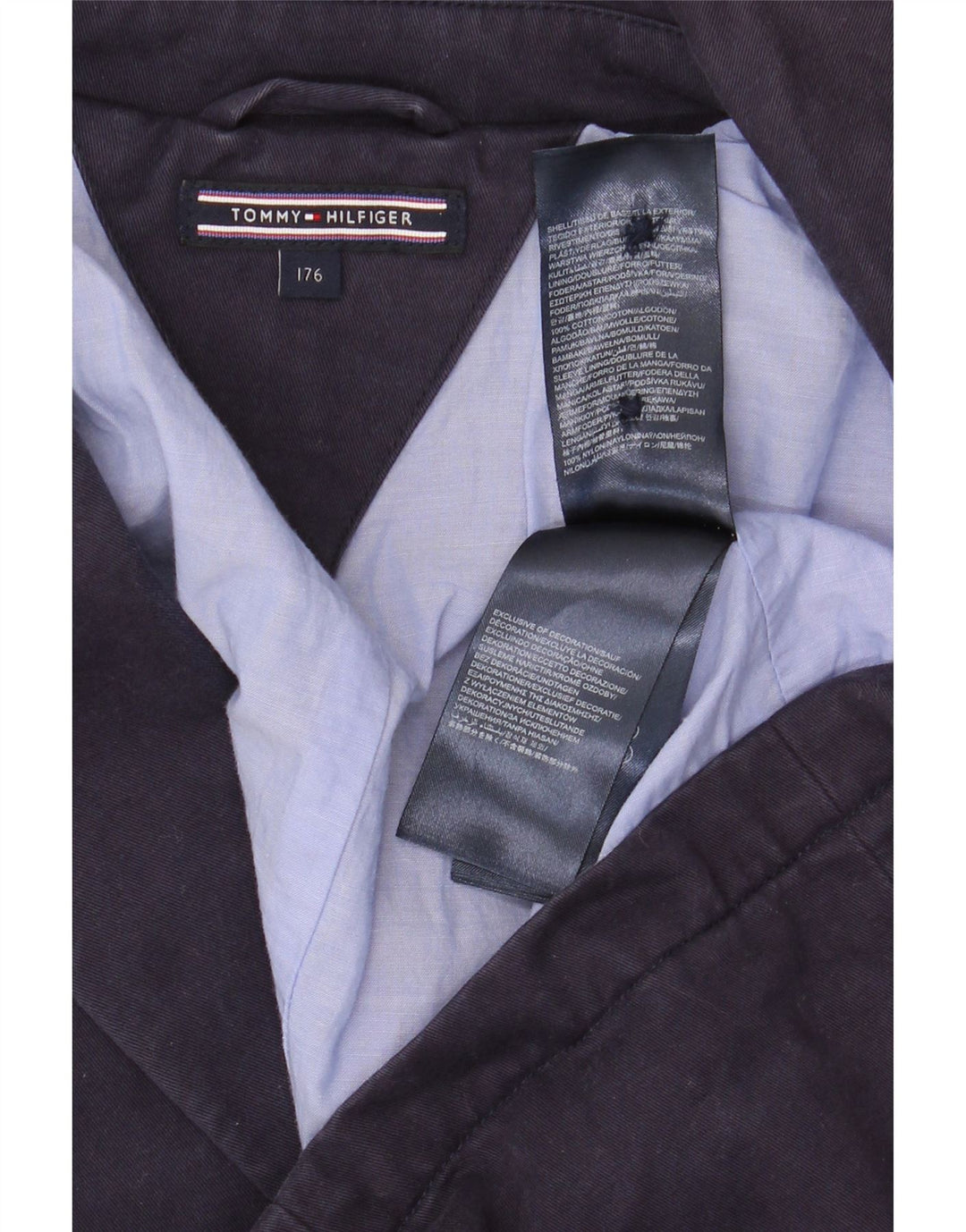 Tommy Hilfiger Jaqueta blazer masculina de 2 botões 15-16 anos azul marinho algodão